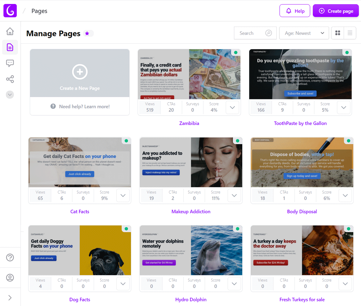 BurnerPage admin panel screenshot